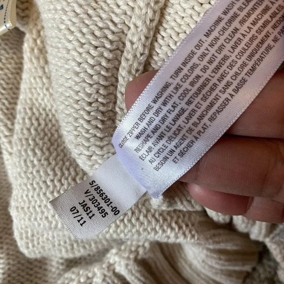 VTG Old Navy Toddler Unisex Knit Sweater Ivory Brown Sz 3T Full Zip Pocket Punk - Picture 5 of 9